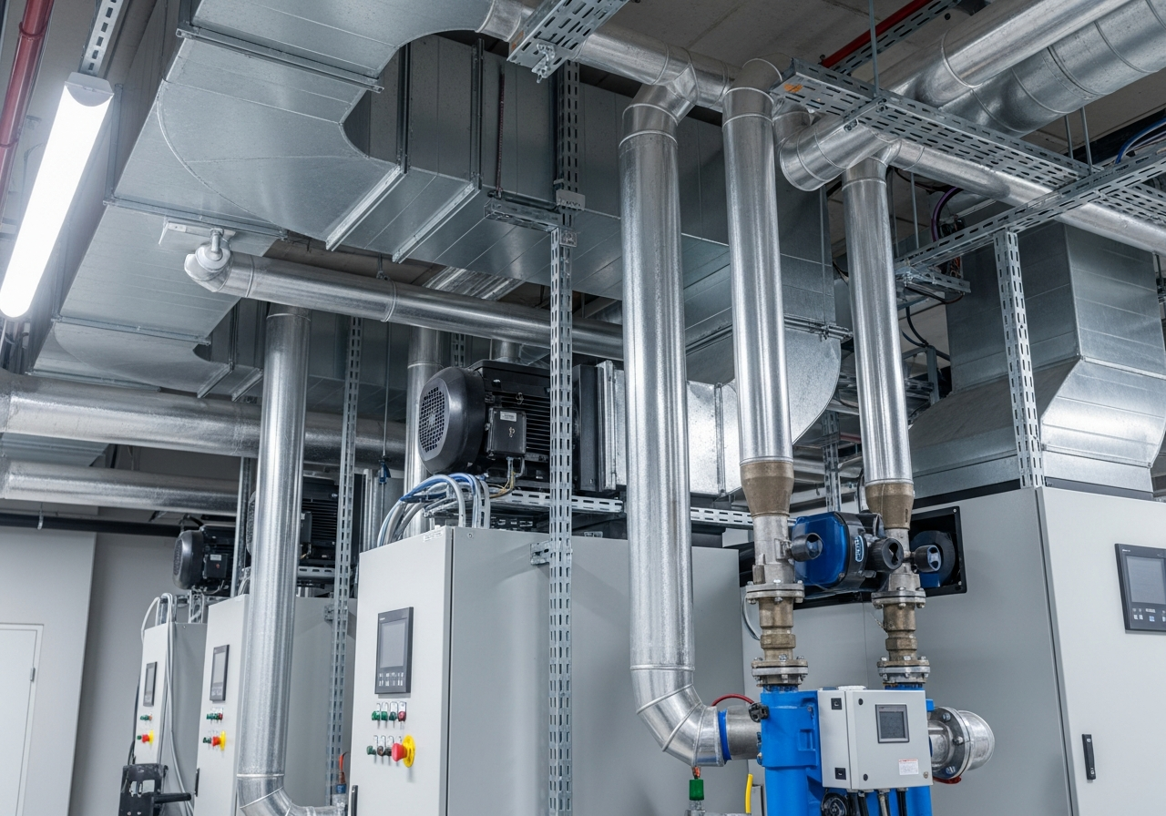 Maintenance technician working in a commercial building